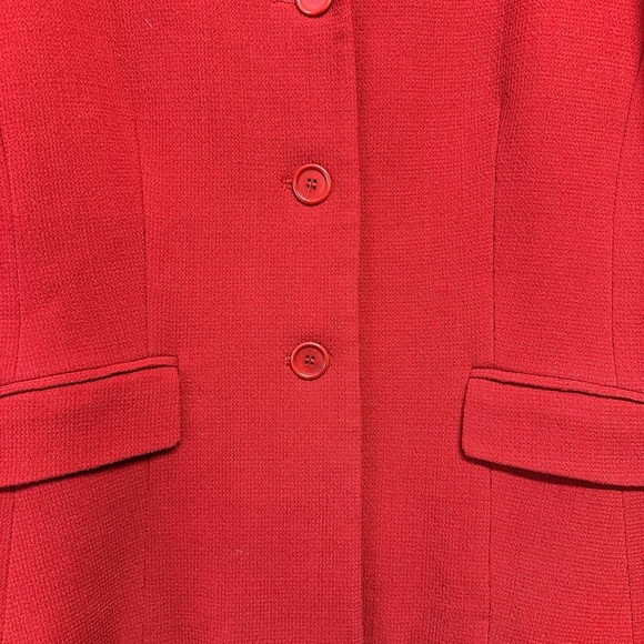 Ann Taylor Red Blazer Textured Wool Blend Womens 8 - Picture 3 of 9